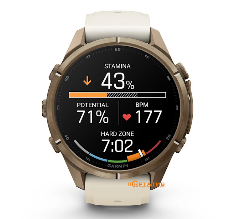 Смарт-годинник Garmin Fenix 9 Pro – 43mm, Autumn Gold Titanium with Cream/French Grey Silicone Band (010-04335-26)