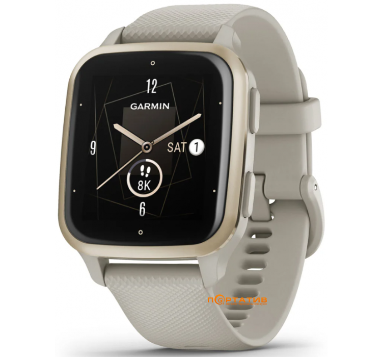 Garmin Venu Sq 2 Music Cream Gold Aluminium Bezel with French Grey Case and Silicone Band (010-02700-12)
