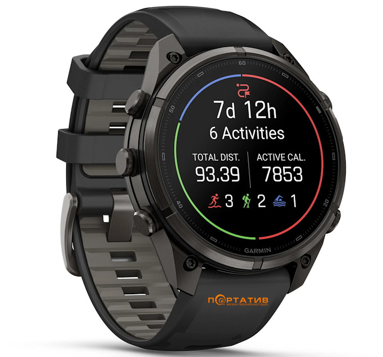 Смарт-годинник Garmin Fenix 9 Pro – 47mm, Carbon Gray DLC Titanium with Black/Pebble Grey Silicone Band (010-04336-16)