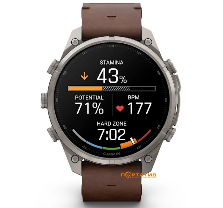 Смарт-годинник Garmin Fenix 9 Pro – inReach, 47mm, Titanium with Walnut Leather Band (010-04336-41)