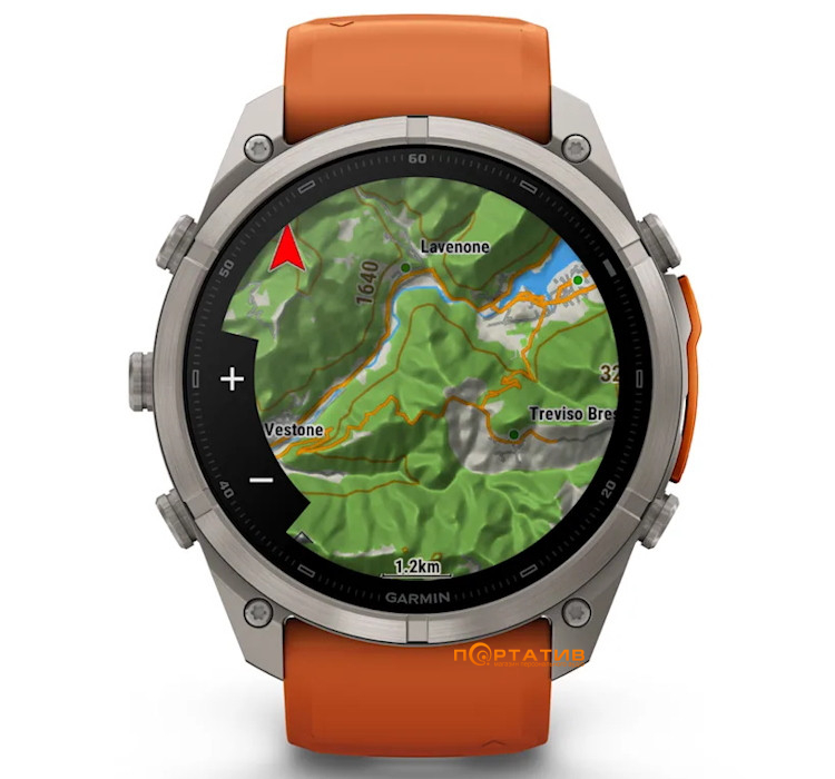 Cмарт-годинник Garmin Fenix 9 Pro – inReach, 51mm, Titanium with Autumn Orange/Spark Orange Silicone Band (010-04337-01)