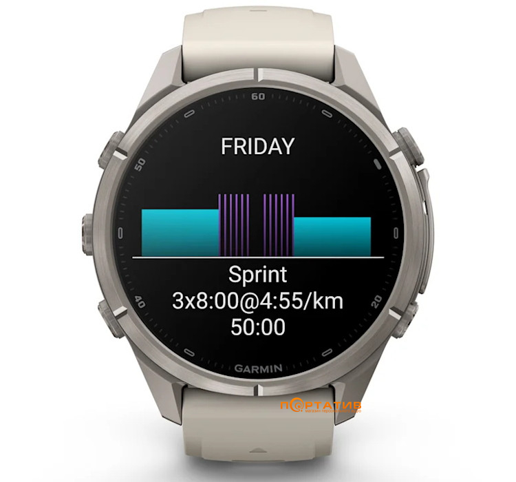 Смарт-годинник Garmin Fenix 9 Pro – 43mm, Titanium with Fog Grey/Dark Sandstone Silicone Band (010-04335-86)