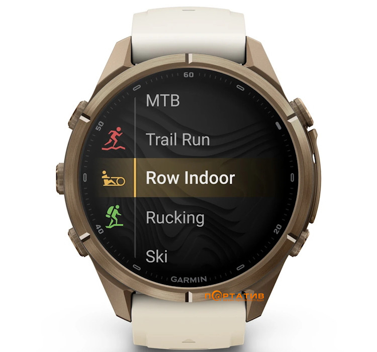 Смарт-годинник Garmin Fenix 9 Pro – inReach, 43mm, Autumn Gold Titanium with Cream/French Grey Silicone Band (010-04335-21)