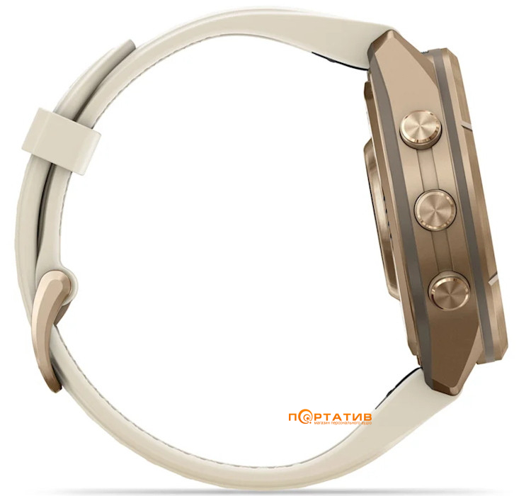 Смарт-годинник Garmin Fenix 9 Pro – 43mm, Autumn Gold Titanium with Cream/French Grey Silicone Band (010-04335-26)