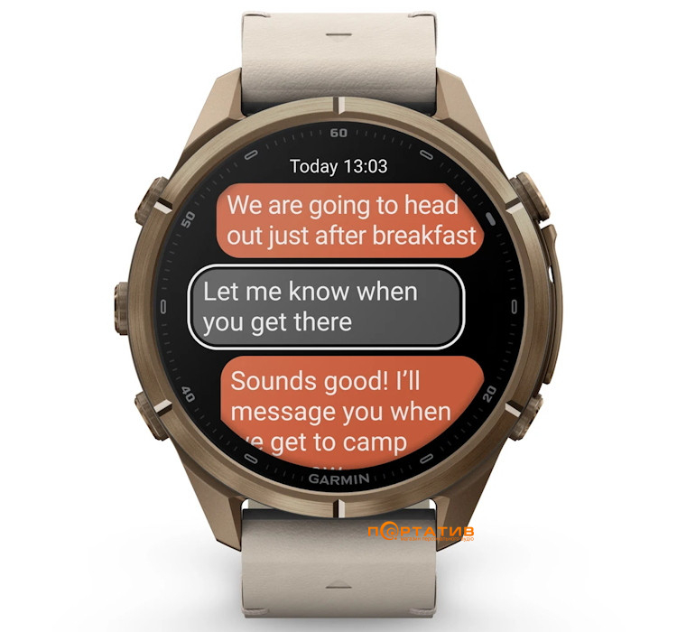 Смарт-годинник Garmin Fenix 9 Pro – inReach, 43mm, Autumn Gold Titanium with Bone Leather Band (010-04335-41)