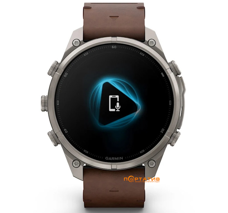 Смарт-годинник Garmin Fenix 9 Pro – inReach, 47mm, Titanium with Walnut Leather Band (010-04336-41)