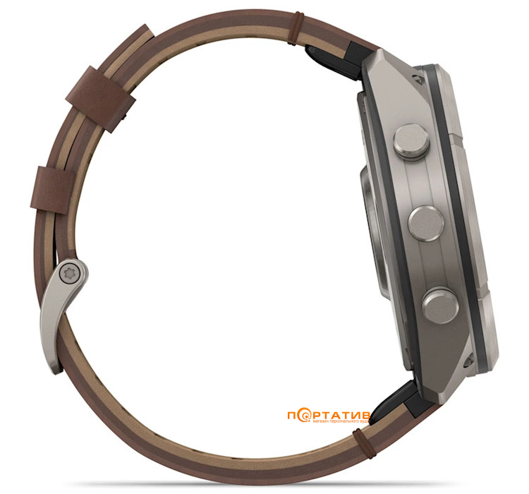 Смарт-годинник Garmin Fenix 9 Pro – inReach, 51mm, Titanium with Walnut Leather Band (010-04337-41)