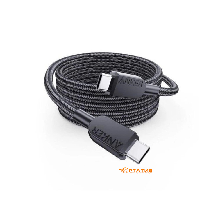 Кабель Anker 310 USB-C to USB-C - 0.9m 240W Nylon Black (A81D5H11)