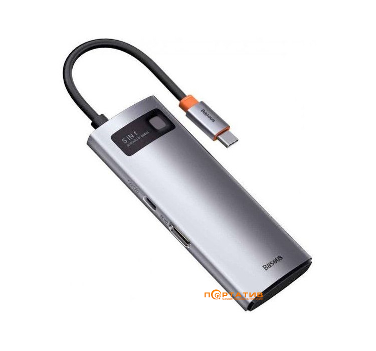 USB-хаб Baseus Metal Gleam Series 5-in-1 Multifunctional Type-C Hub Space Gray (CAHUB-CX0G)