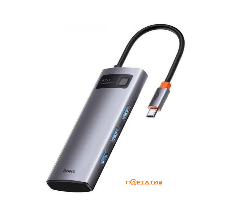 USB-хаб Baseus Metal Gleam Series 5-in-1 Multifunctional Type-C Hub Space Gray (CAHUB-CX0G)