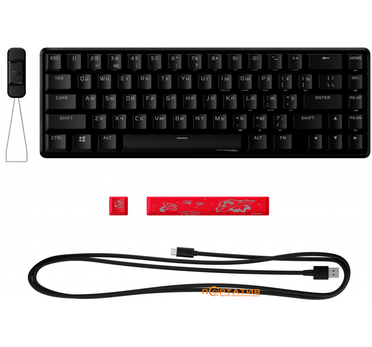 HyperX Alloy Origins 65 Red USB RGB ENG/RU, Black (4P5D6AX)