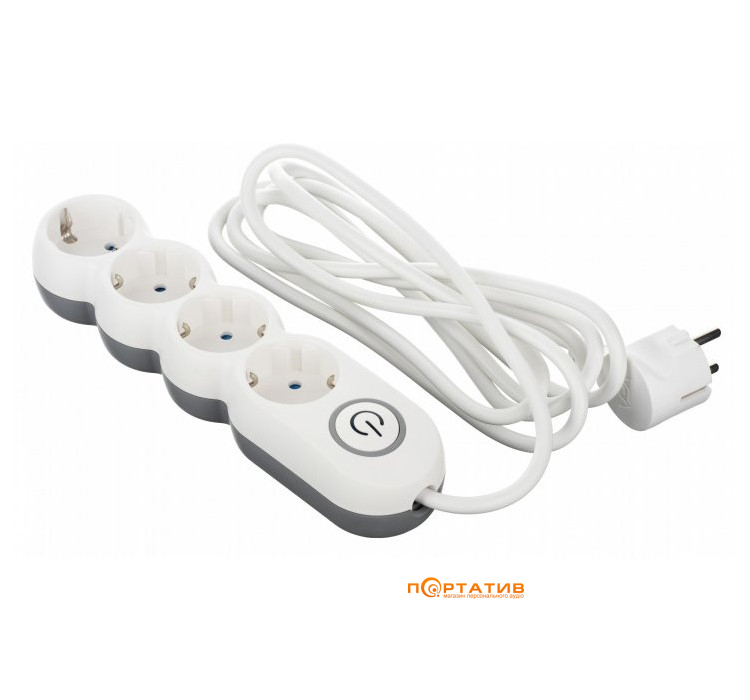 2E Extension Cord with Toggle 4 Sockets 3G*1.0 мм 3 m White (2E-U04VESM3W)