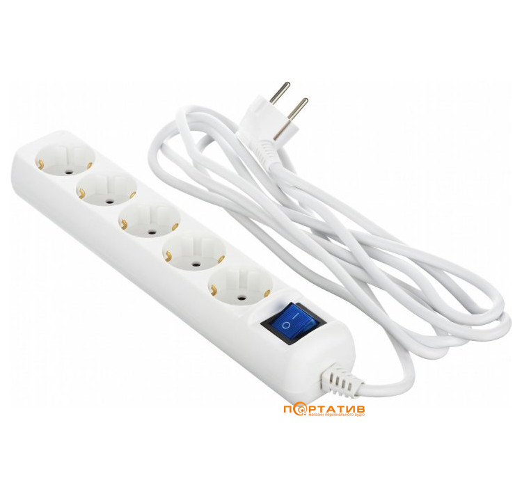 2E Extension Cord with Toggle 5 Sockets 3G*1.0 мм 5 m White (2E-U05ESM5W)