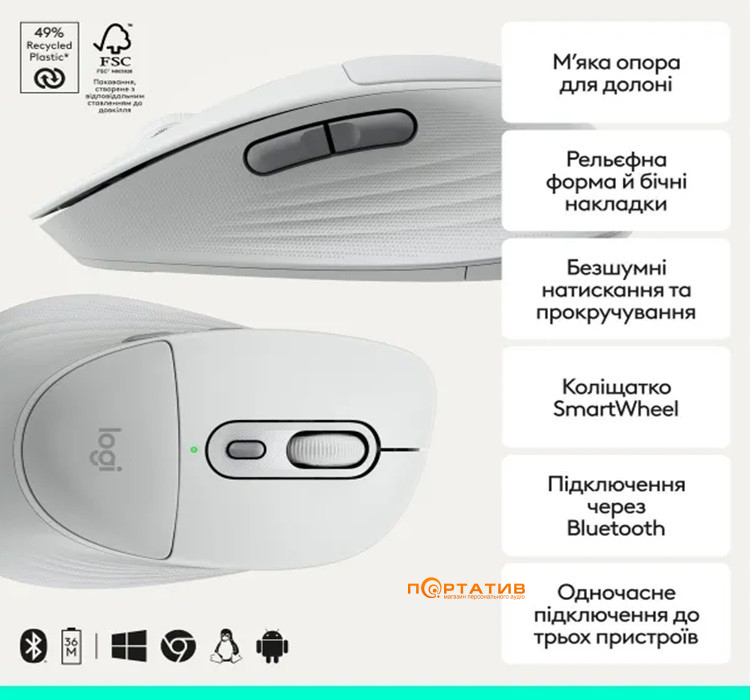 Миша Logitech Signature Comfort Plus M850 L Off-White (910-007716)