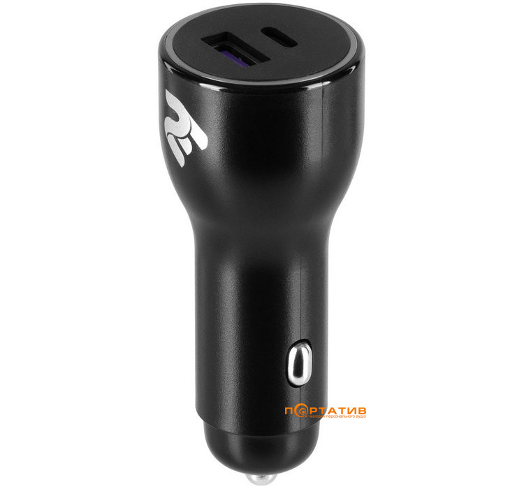 Зарядний пристрій 2E Dual USB Car Charger 36W USB-A/USB-C PD, QC Black (2E-ACR18PDQC-B)