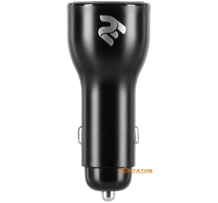 Зарядний пристрій 2E Dual USB Car Charger 36W USB-A/USB-C PD, QC Black (2E-ACR18PDQC-B)