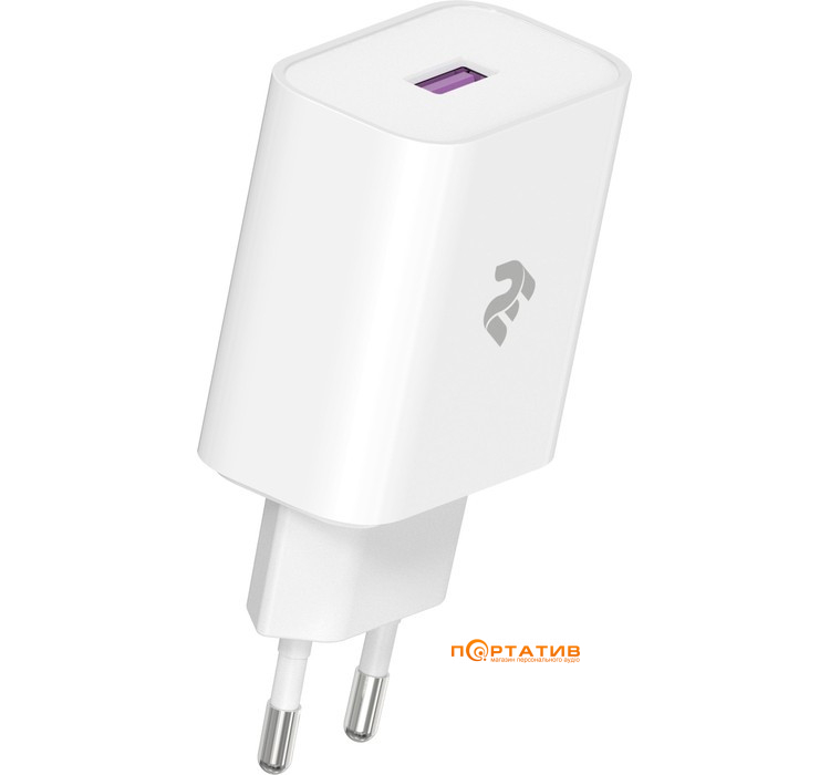 Зарядное устройство 2E Wall Charger 18W USB-A QC White (2E-WC1USB18W-W)