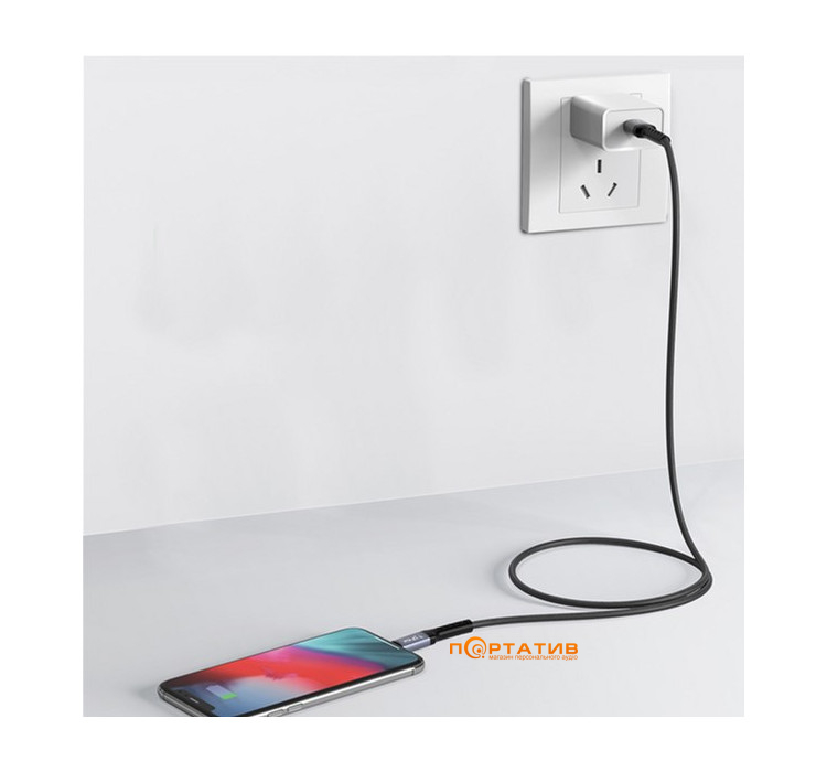 Кабель T-Phox Apace T-CL833 Type-C Lightning 18W 1 м BlackGray (T-CL833)
