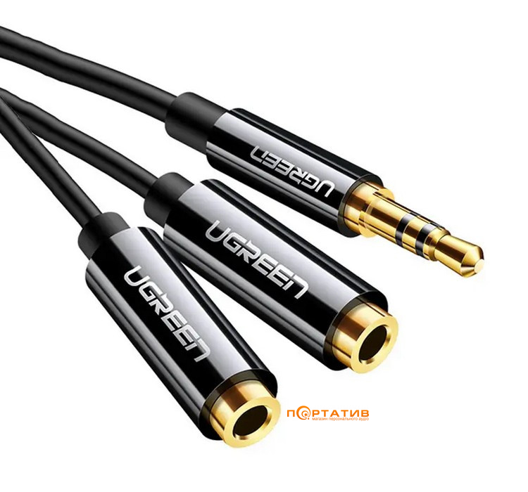 UGREEN AV123 3.5mm Stereo Audio Splitter Cable with Braid 20cm Black (10532)