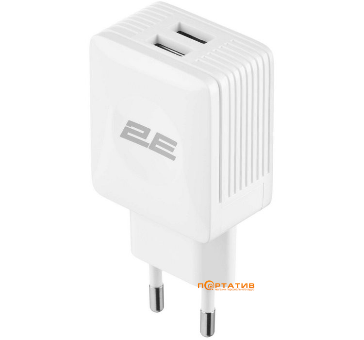 Зарядное устройство 2E Wall Charger Dual USB-A 2.1 A + Cable USB-C White (2E-WC1USB2.1A-CC)