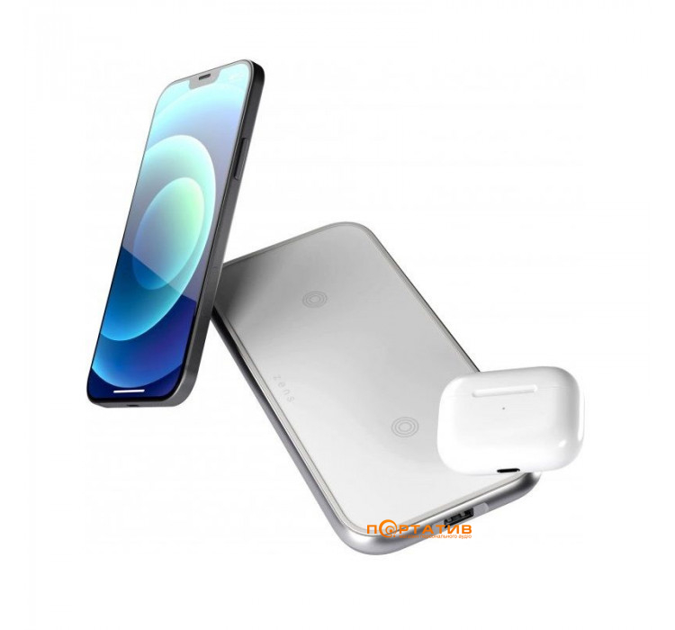 Zens Dual Aluminium Wireless Charger White with 30W USB-C PD Wall Charger (ZEDC10W/00)