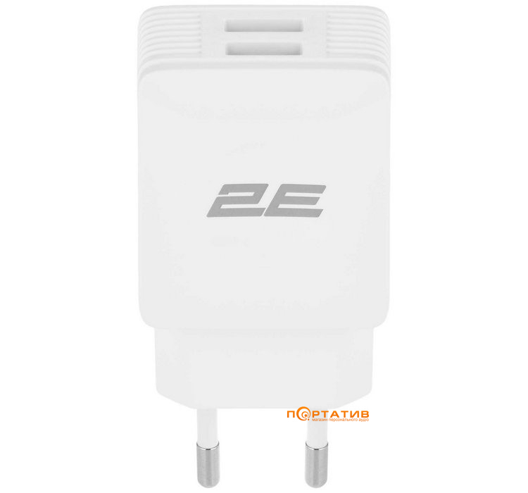 Зарядний пристрій 2E Wall Charger Dual USB-A 2.1 A + Cable USB-C White (2E-WC1USB2.1A-CC)