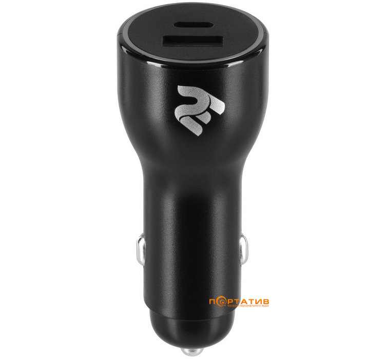 Зарядное устройство 2E Dual USB Car Charger 36W USB-A/USB-C PD, QC Black (2E-ACR18PDQC-B)