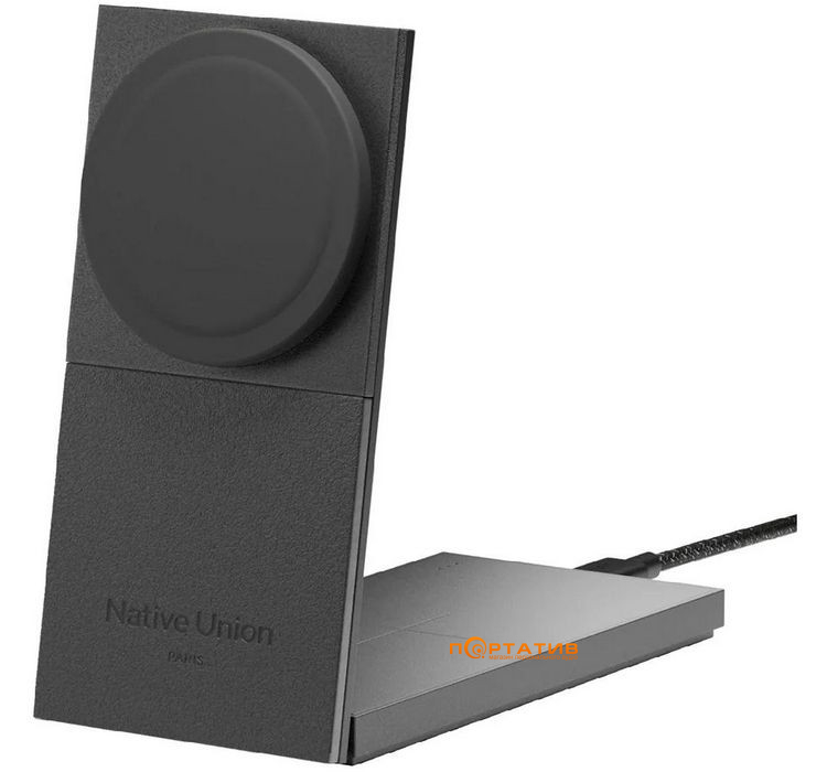 Беспроводное ЗУ Native Union Rise 2-in-1 Qi2 Wireless Charger Black (RS-2IN1-BLK)