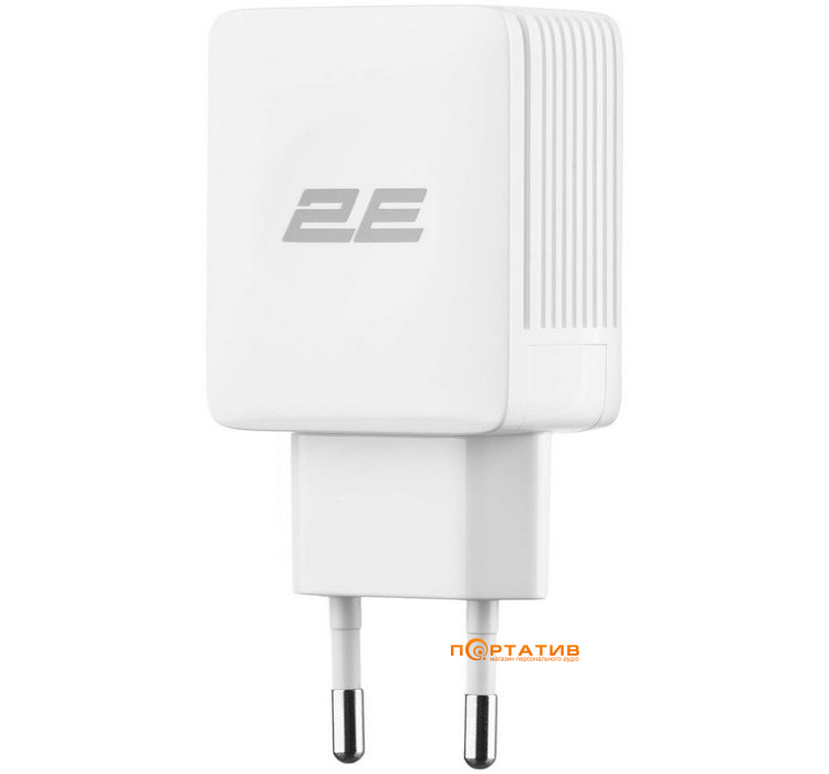 Зарядное устройство 2E Wall Charger Dual USB-A 2.1 A + Cable USB-C White (2E-WC1USB2.1A-CC)