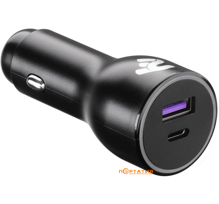 Зарядний пристрій 2E Dual USB Car Charger 36W USB-A/USB-C PD, QC Black (2E-ACR18PDQC-B)