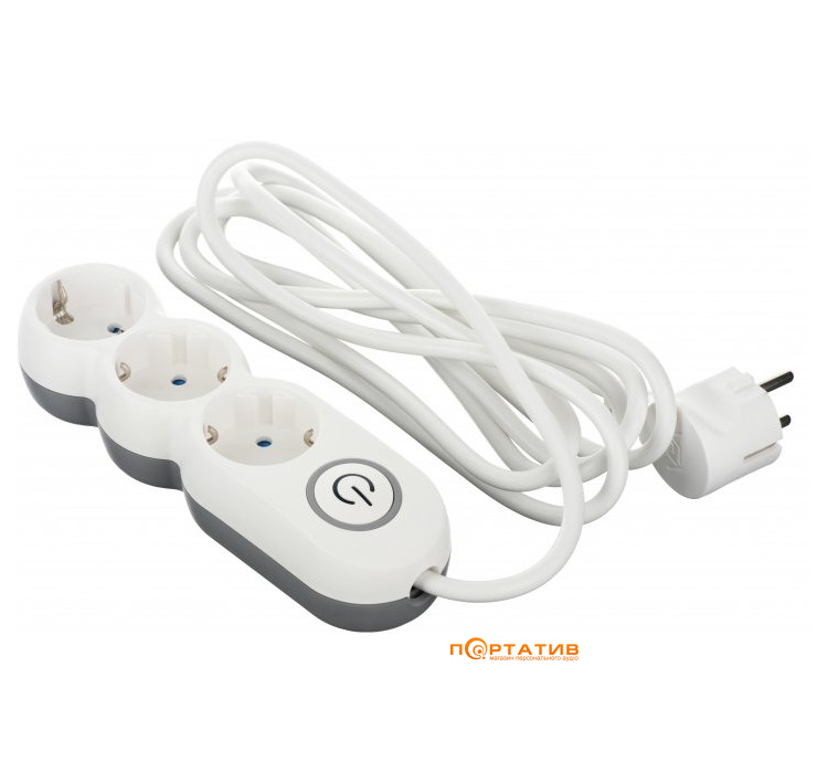 2E Extension Cord with Toggle 3 Sockets 3G*1.0 мм 3 m White (2E-U03VES3M)