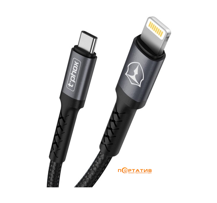 Кабель T-Phox Apace T-CL833 Type-C Lightning 18W 1 м BlackGray (T-CL833)