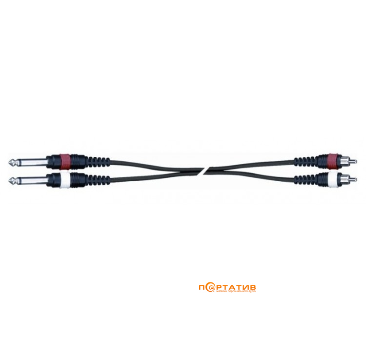 Кабель акустический Quik Lok AD13-3K (2 x mono 6.3 - 2 x RCA) 3m