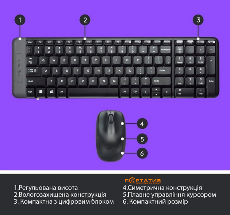 Комплект Logitech MK220 Wireless Combo UA (920-003168)