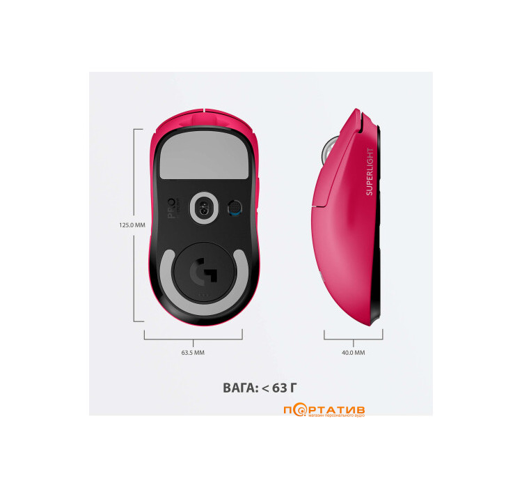 Мишка Logitech G Pro X Superlight Wireless Magenta (910-005956)