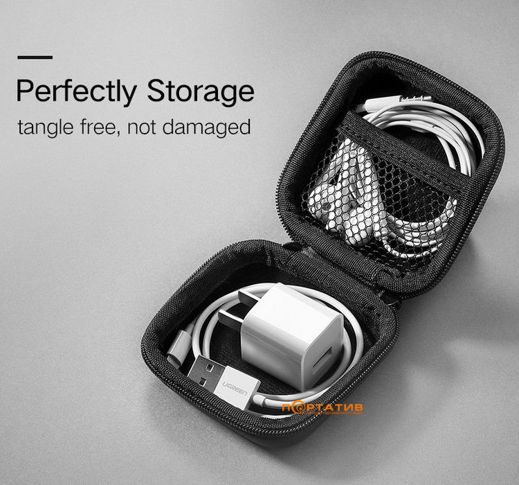 Чехол UGREEN LP128 Earphone Carrying Case Bag, Fabric Gray (70577)