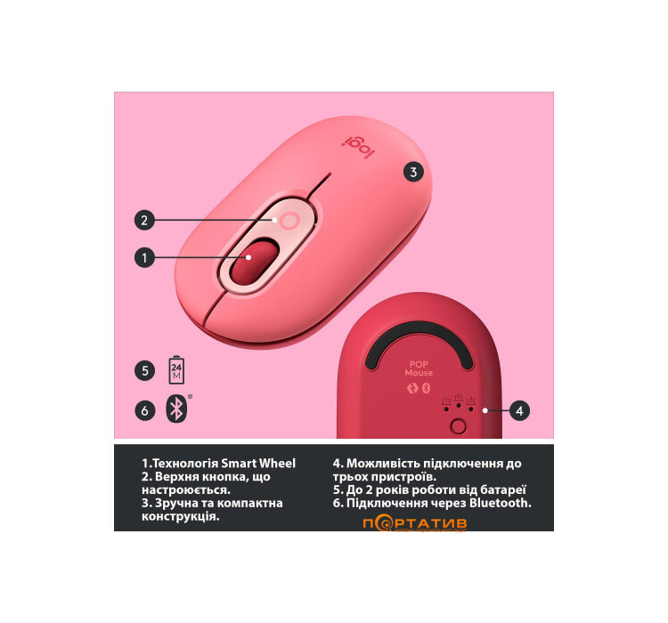 Logitech POP Bluetooth Heartbreaker Rose (910-006548)