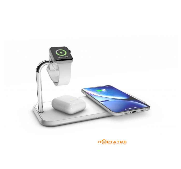 Беспроводное ЗУ Zens Dual Aluminium Wireless Charger + Apple Watch 10W White (ZEDC05W/00)