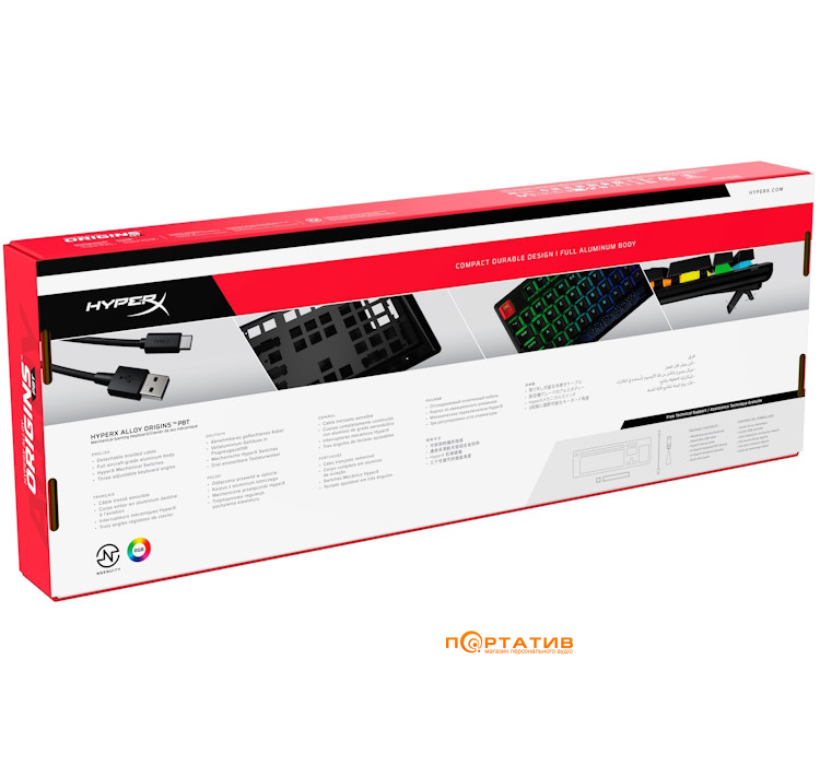 HyperX Alloy Origins Red USB RGB PBT ENG/RU, Black (639N3AA)