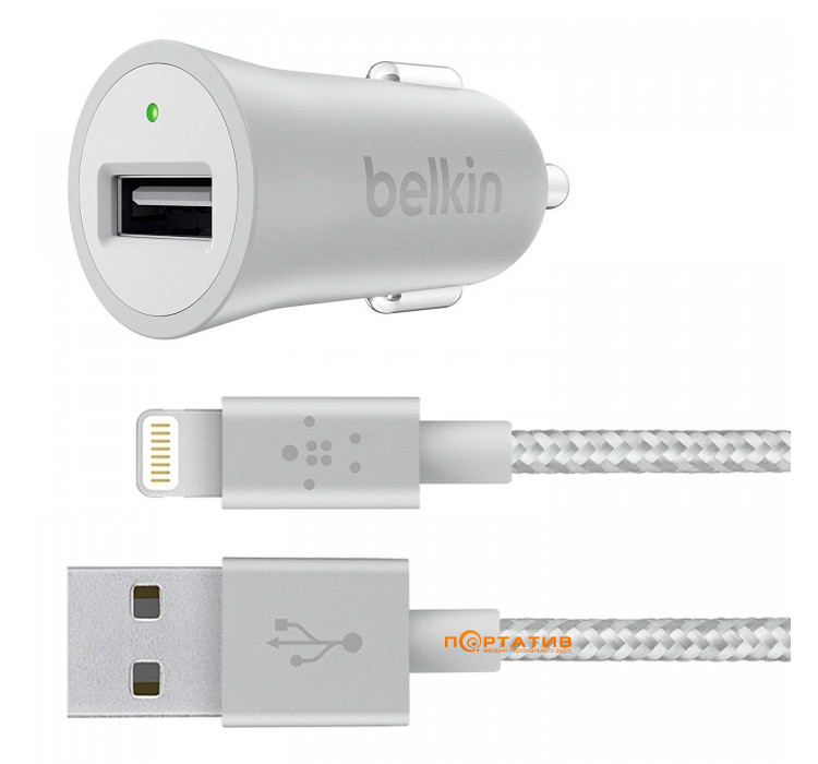 Belkin USB Metallic 2.4Amp + Lightning Cable 1.2 m Silver (F8J186BT04-SLV)