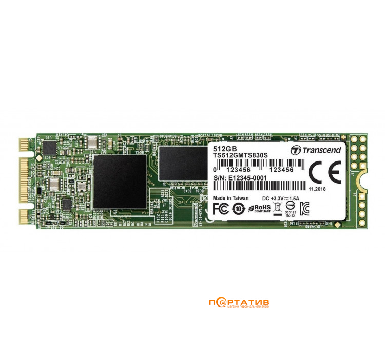 SSD накопитель Transcend MTS830S 512GB M.2 2280 SATAIII TLC (TS512GMTS830S)