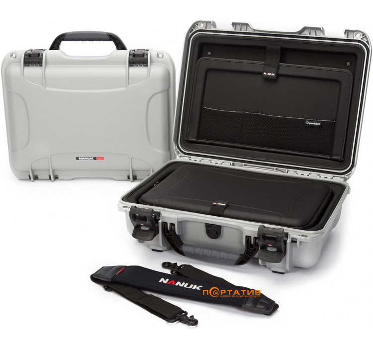 Nanuk Case 923 With Laptop Kit and Strap Silver (923-LK05)