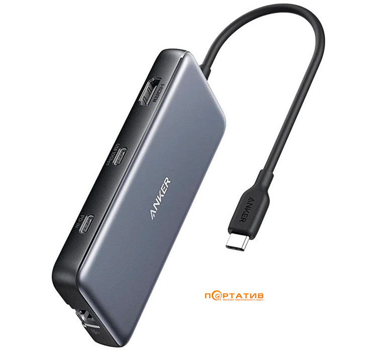 Хаб Anker PowerExpand 8-in-1, PD in 100W/HDMI/2xUSB-A/USB-C 10Gbps/LAN/SD (A83830A2)