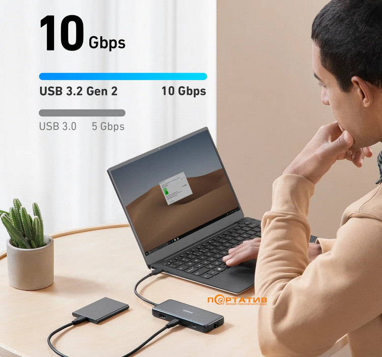 Хаб Anker PowerExpand 8-in-1, PD in 100W/HDMI/2xUSB-A/USB-C 10Gbps/LAN/SD (A83830A2)