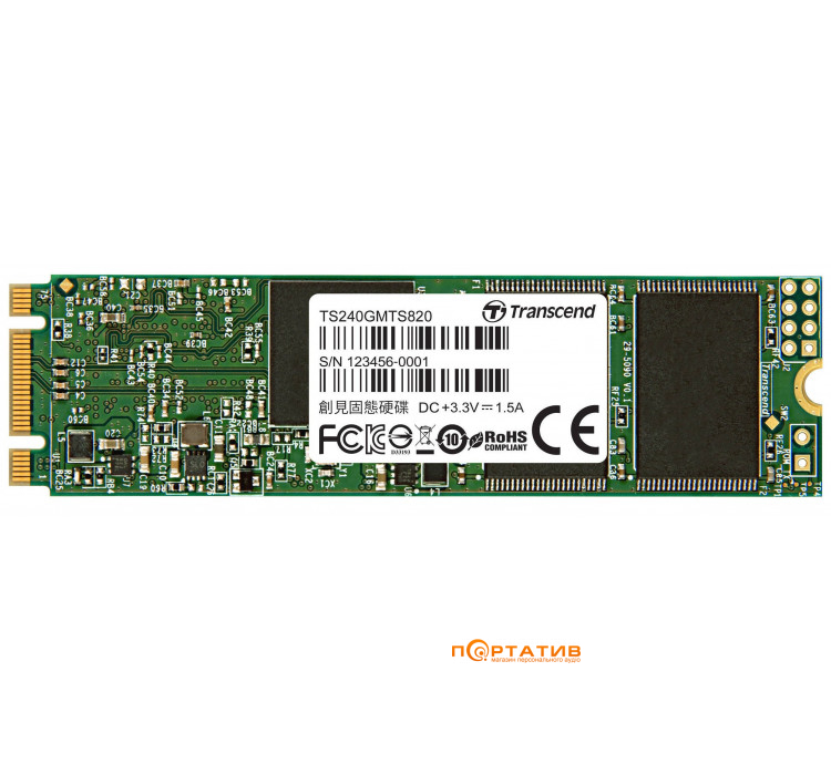 SSD накопитель Transcend MTS820S 240GB 2280 SATA 3D TLC (TS240GMTS820S)