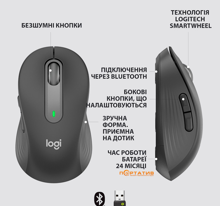 Мышка Logitech Signature M650 Wireless Mouse for Business Graphite (910-006274)