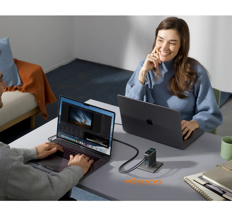 Мережевий зарядний пристрій Anker Laptop Charger 140W, 4-Port, PD 3.1 with USB-C Cable Black (B2697GZ1)