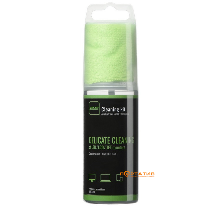 Очисний набір для оргтехніки 2E (рідина 150 мл + серветка 15x15), зелений (2E-SK21L)