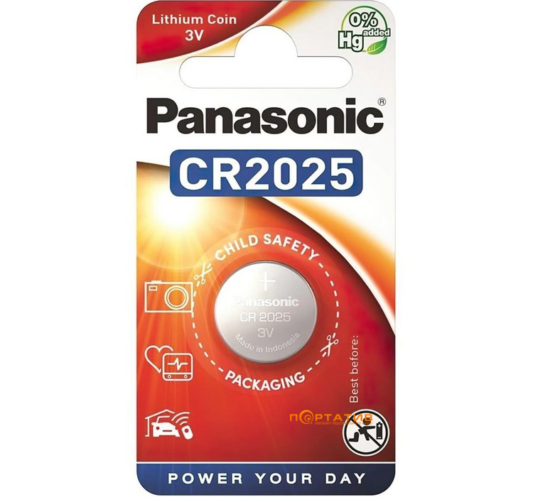 Батарейка Panasonic CR 2025 BLI 1 LITHIUM (CR-2025EL/1B)