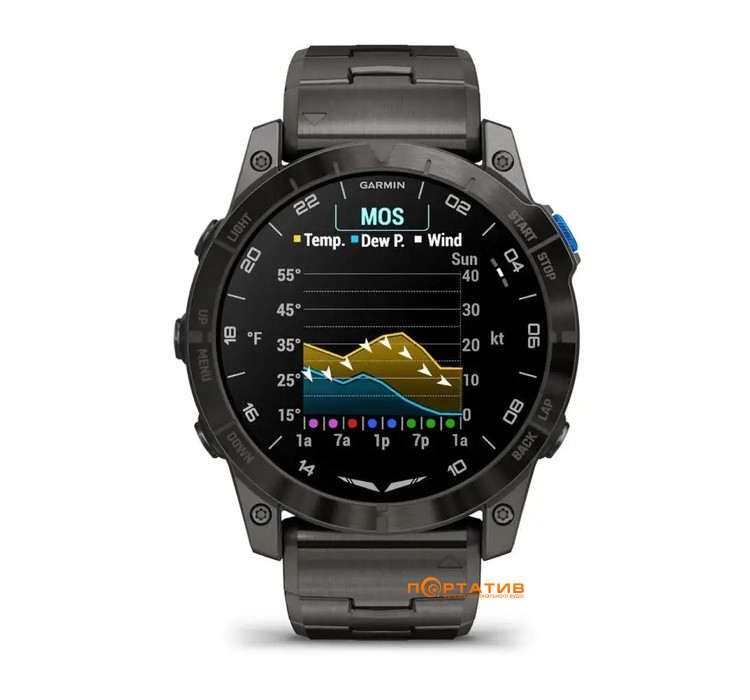 Смарт-годинник Garmin D2 Mach 1 PRO, 51 мм, Saph, Carbon Gray DLC w/Ti band, EMEA (010-02804-81)